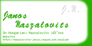 janos maszalovits business card